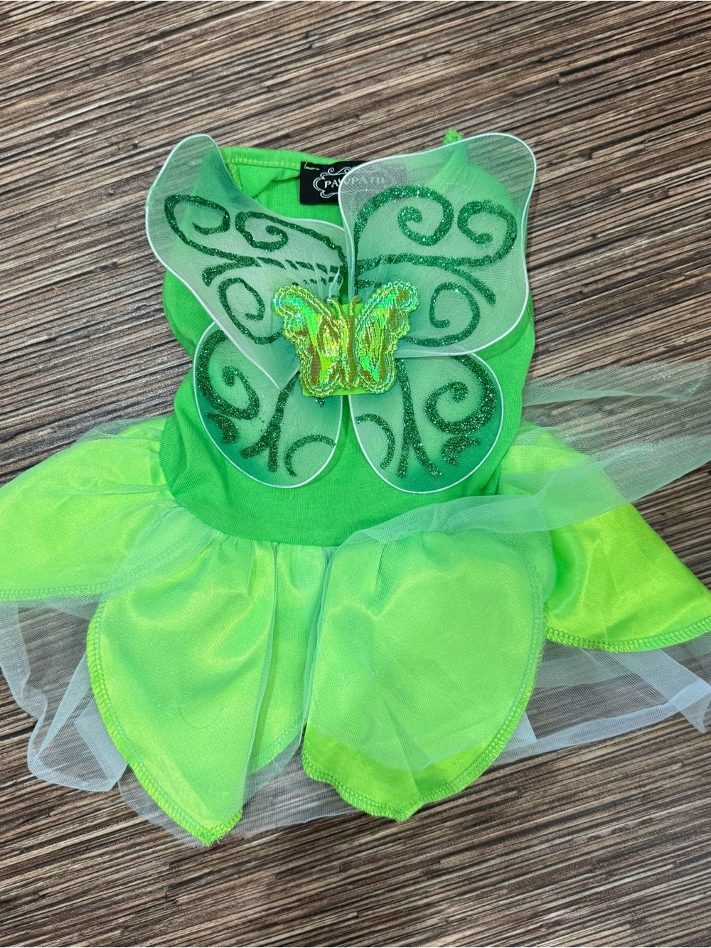 PAWPATU- Green Sequin Glitter "BUTTERFLY/ Fairy Dress Puppy/Dog M